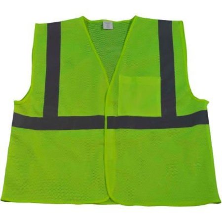 PETRA ROC INC Petra Roc Economy Safety Vest, ANSI Class 2, Touch Fastener Closure, Polyester Mesh, Lime, 4XL/5XL LVM2-EC-4X/5X